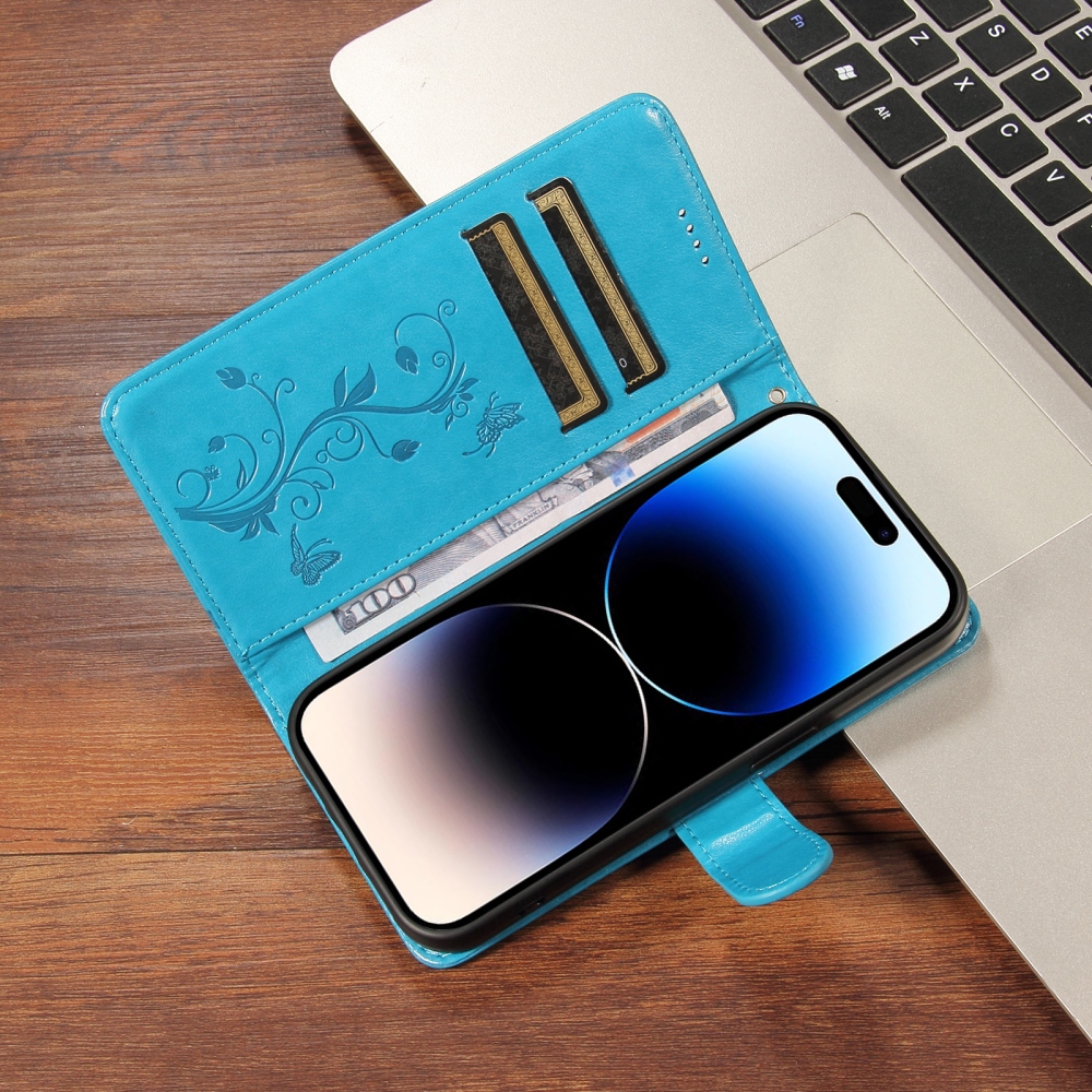 Virágmintás könyvtok az Oppo Reno 16 Pro 5G/Oppo Reno 16 5G készülékhez – kék