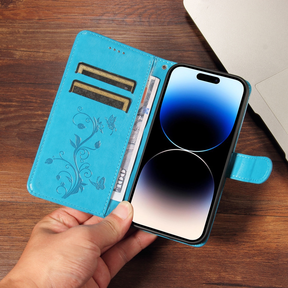 Virágmintás könyvtok az Oppo Reno 16 Pro 5G/Oppo Reno 16 5G készülékhez – kék