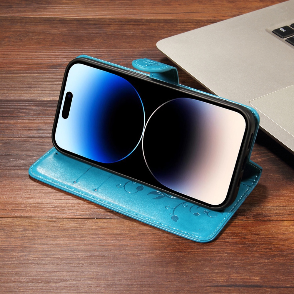 Virágmintás könyvtok az Oppo Reno 16 Pro 5G/Oppo Reno 16 5G készülékhez – kék