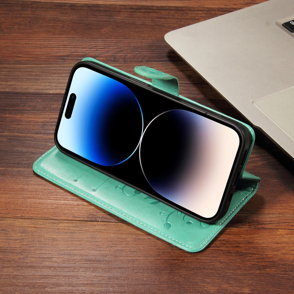 Virágmintás könyvtok az Oppo Reno 16 Pro 5G/Oppo Reno 16 5G készülékhez – kék-zöld