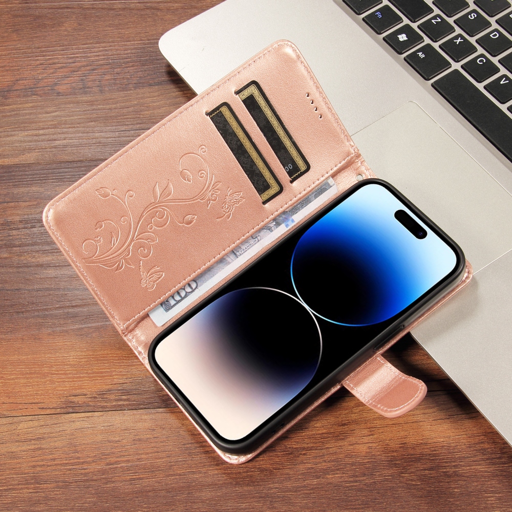 Virágmintás tok az Oppo Reno 16 Pro 5G/Oppo Reno 16 5G készülékhez – rózsaszín-arany
