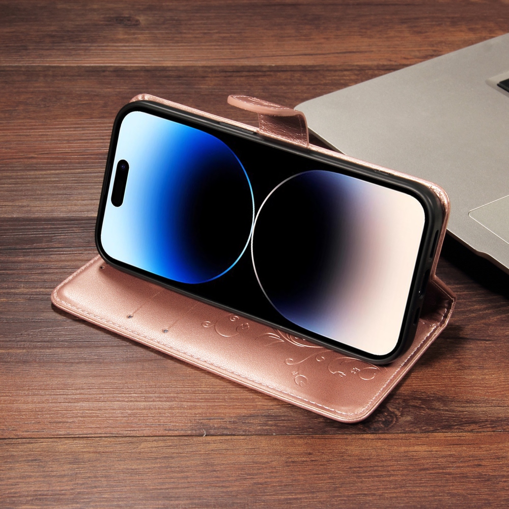 Virágmintás tok az Oppo Reno 16 Pro 5G/Oppo Reno 16 5G készülékhez – rózsaszín-arany