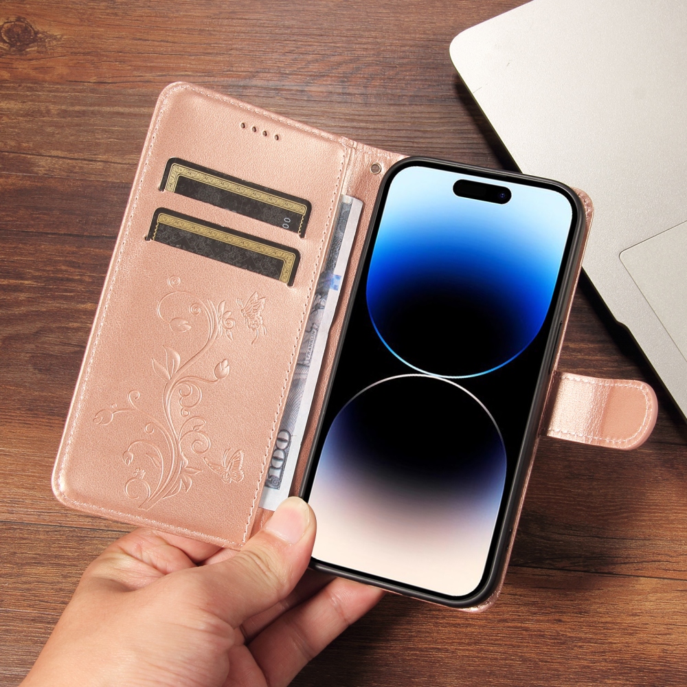 Virágmintás tok az Oppo Reno 16 Pro 5G/Oppo Reno 16 5G készülékhez – rózsaszín-arany