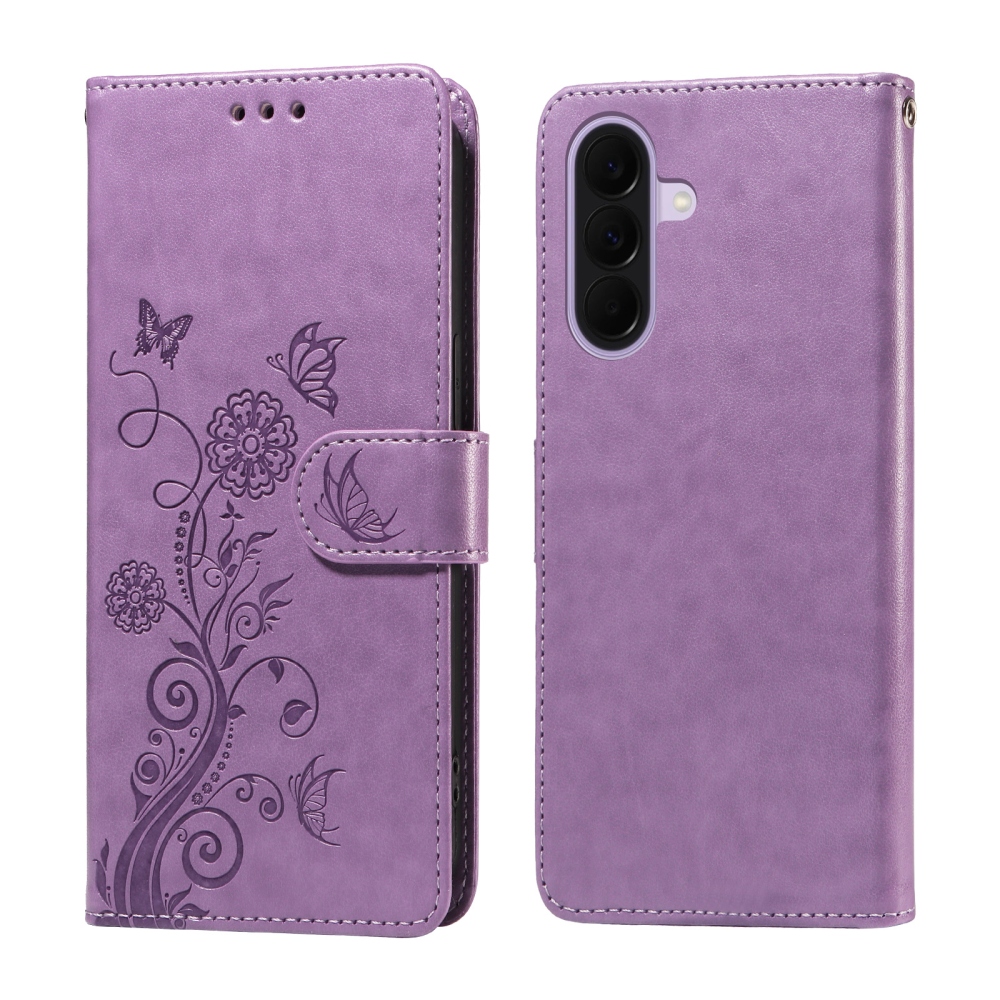 Virágos könyves tok Samsung Galaxy A27 készülékhez - lila