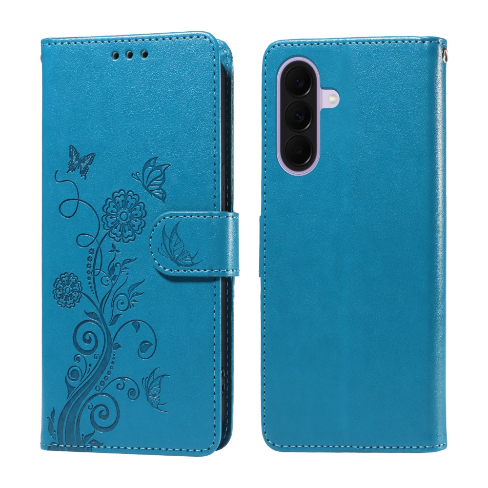 Virágos könyv tok Samsung Galaxy A27 készülékhez - kék
