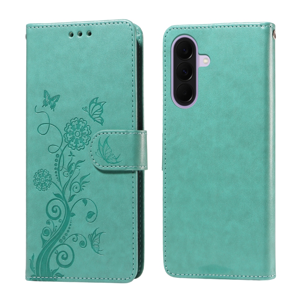 Virágos könyves tok Samsung Galaxy A27 készülékhez - teal színű