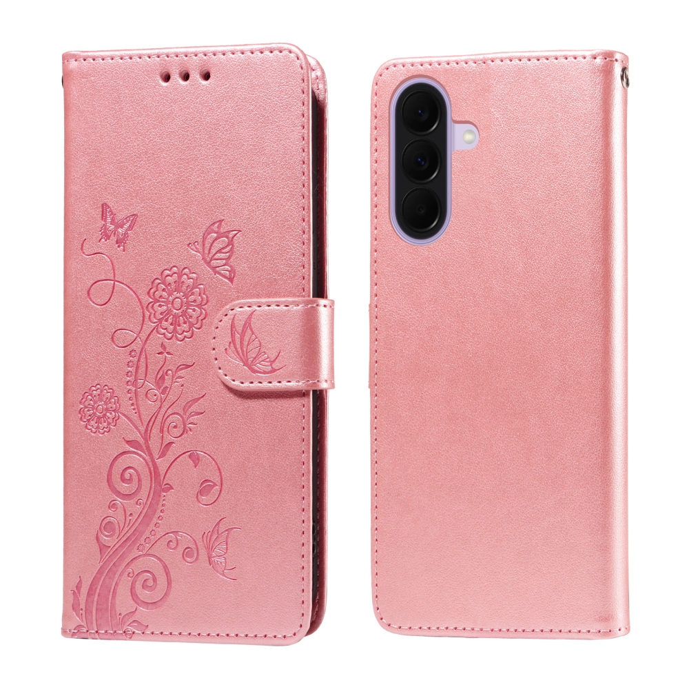 Virágos könyves tok Samsung Galaxy A27 készülékhez - rózsaszín