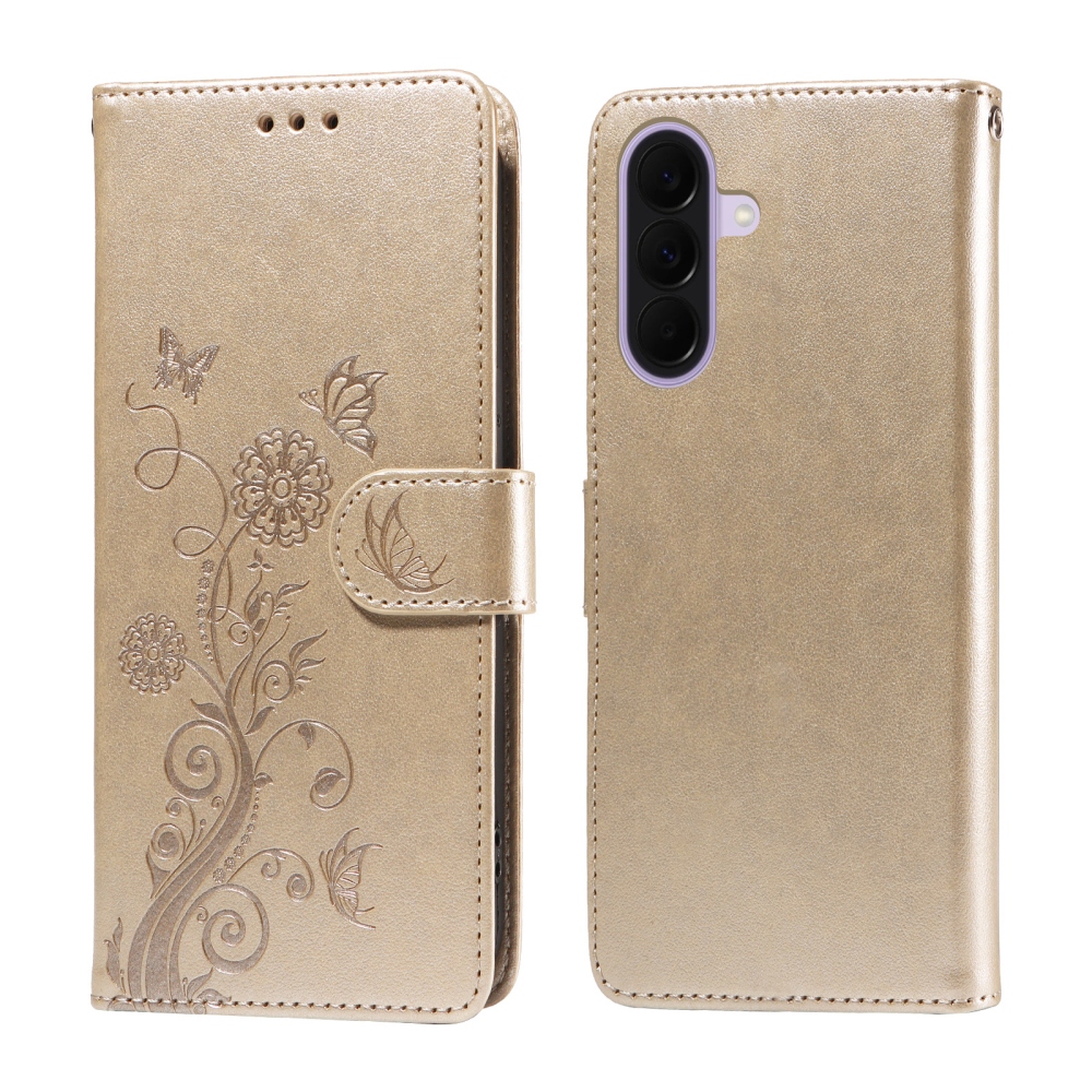 Virágos könyv tok Samsung Galaxy A27 készülékhez - arany színű