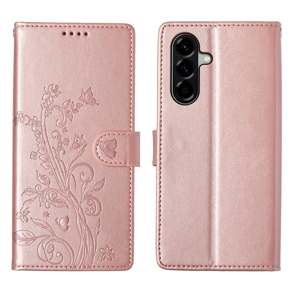 Virágos könyves tok Samsung Galaxy A37 5G - rózsaarany