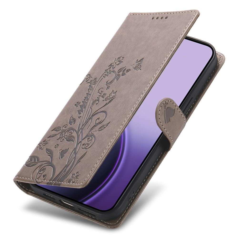 Virágos könyves tok Samsung Galaxy A37 5G - szürke