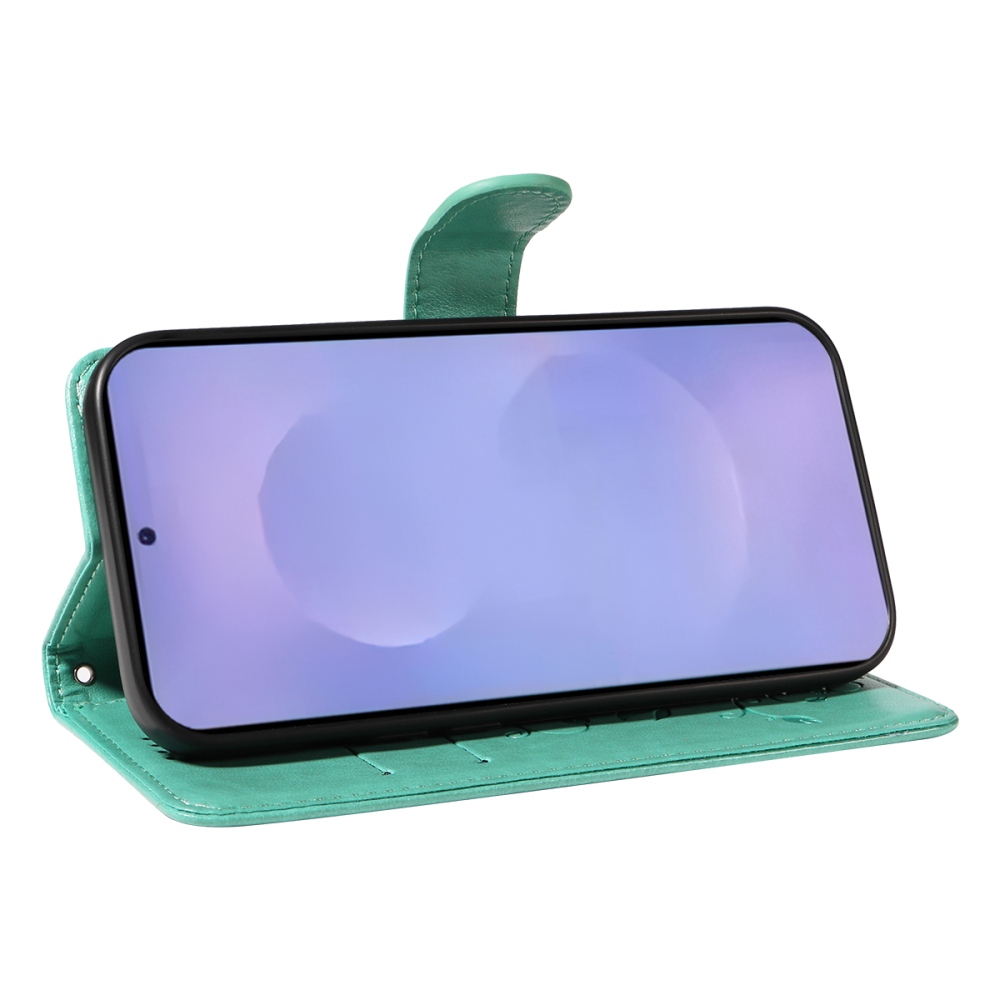 Virágos könyves tok Samsung Galaxy S26+ készülékhez - teal színű