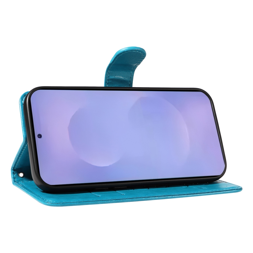 Virágos könyves tok Samsung Galaxy S26/S26 Pro készülékhez - kék