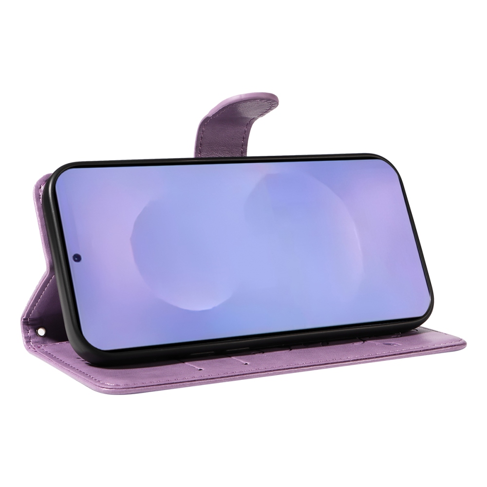 Virágos könyv tok Samsung Galaxy S26+ készülékhez - lila