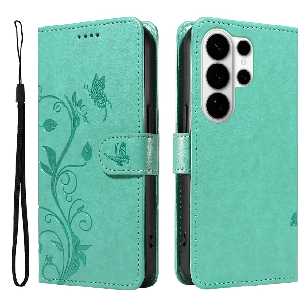 Virágos könyves tok Samsung Galaxy S26 Ultra készülékhez - teáskék