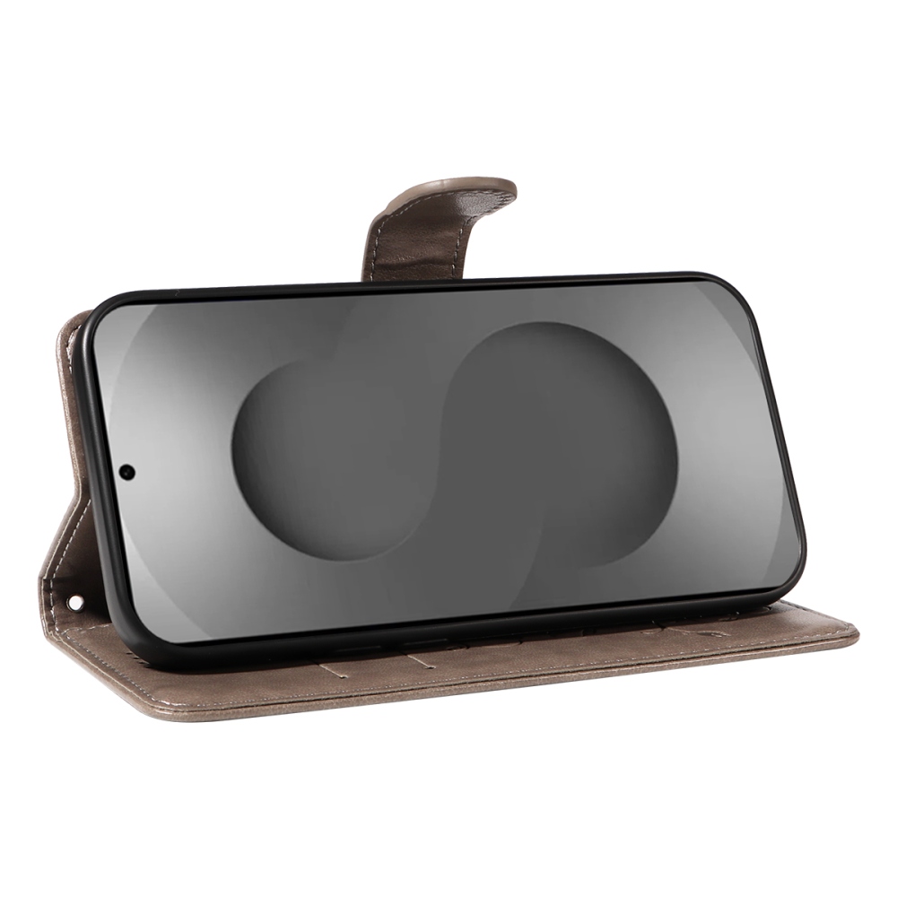 Virágos könyv tok Samsung Galaxy S26 Ultra készülékhez - szürke