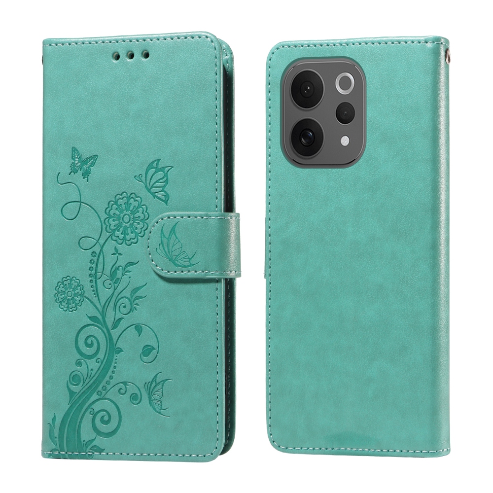 Virágos könyvtáska a Vivo V70 5G-hez - teal színű