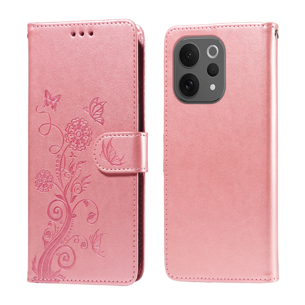 Virágos könyv tok a Vivo V70 5G-hez - rózsaszín