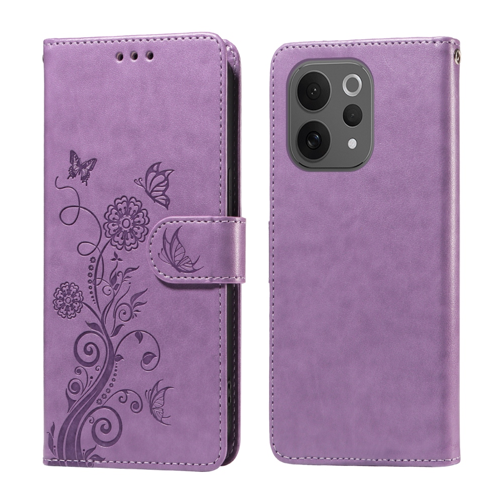 Virágos könyv tok a Vivo V70 5G-hez - világos lila