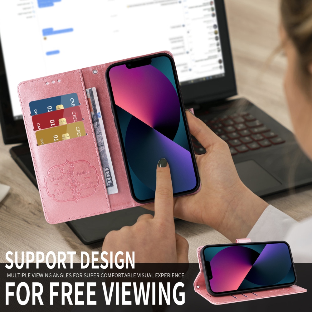 Virágos könyv tok a Xiaomi Poco F8 Pro 5G számára - rózsaszín