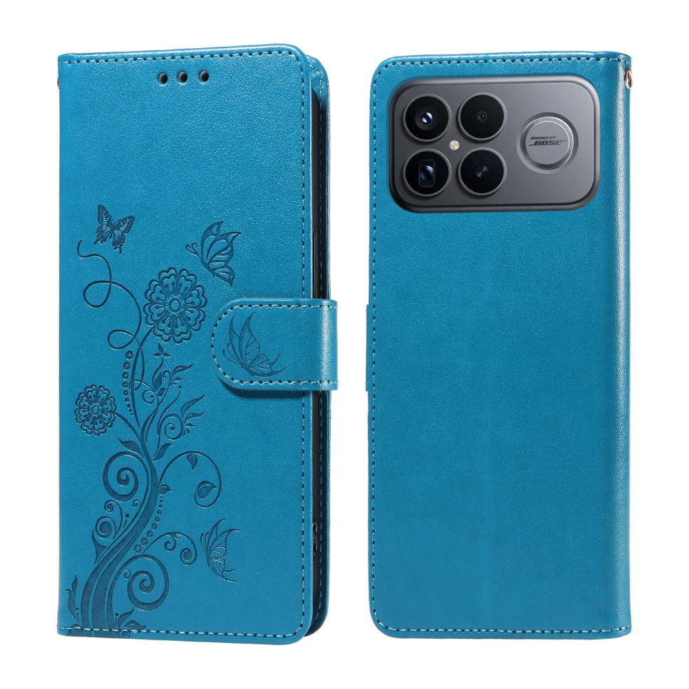 Virágos könyv tok a Xiaomi Poco F8 Ultra 5G számára - kék