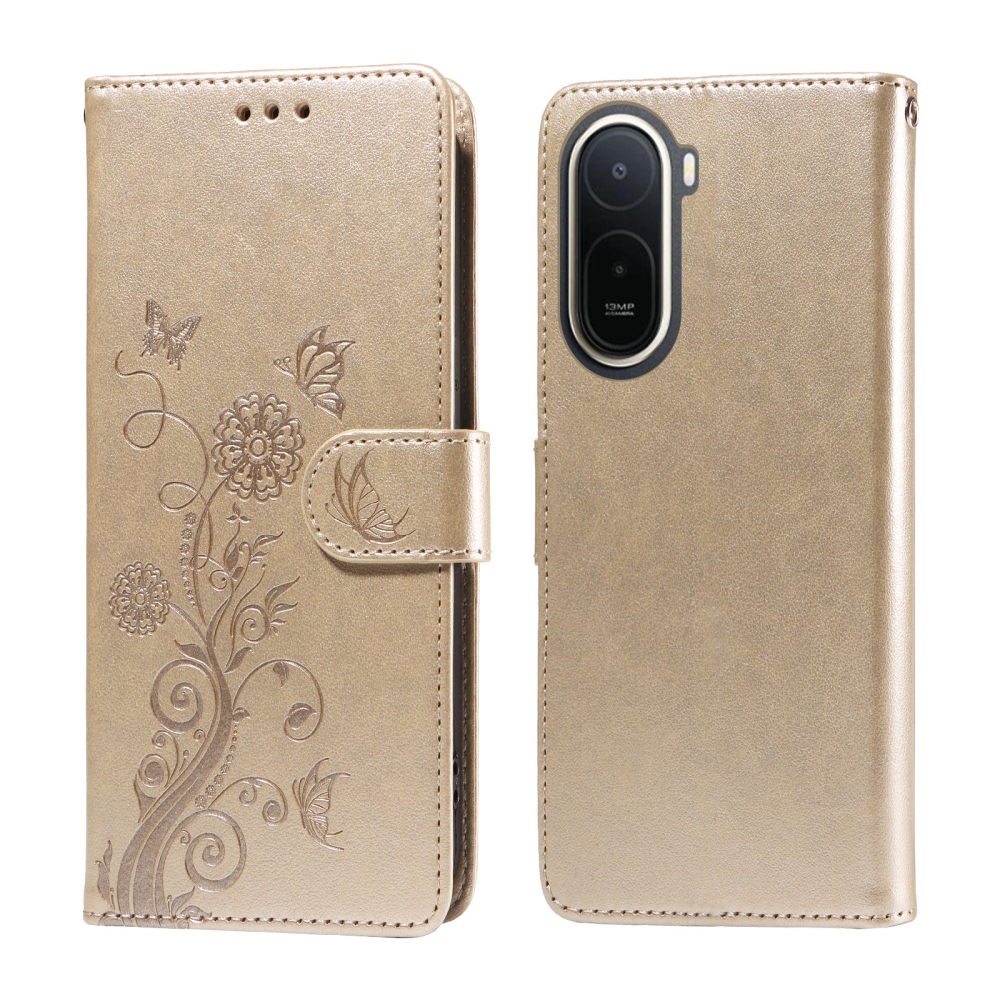 Virágos könyv tok Xiaomi Redmi A7 Pro-hoz - arany színű