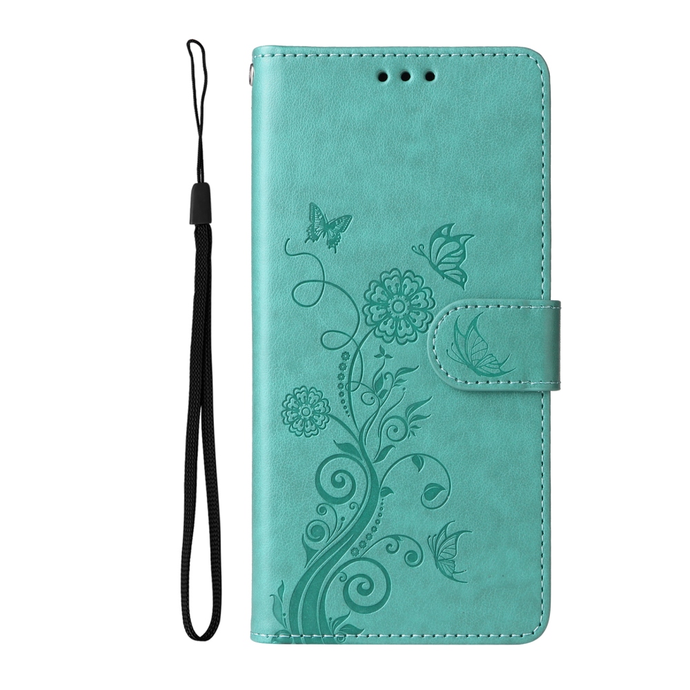 Virágos könyv tok a Xiaomi Redmi Note 15 Pro 4G-hez - teal színű