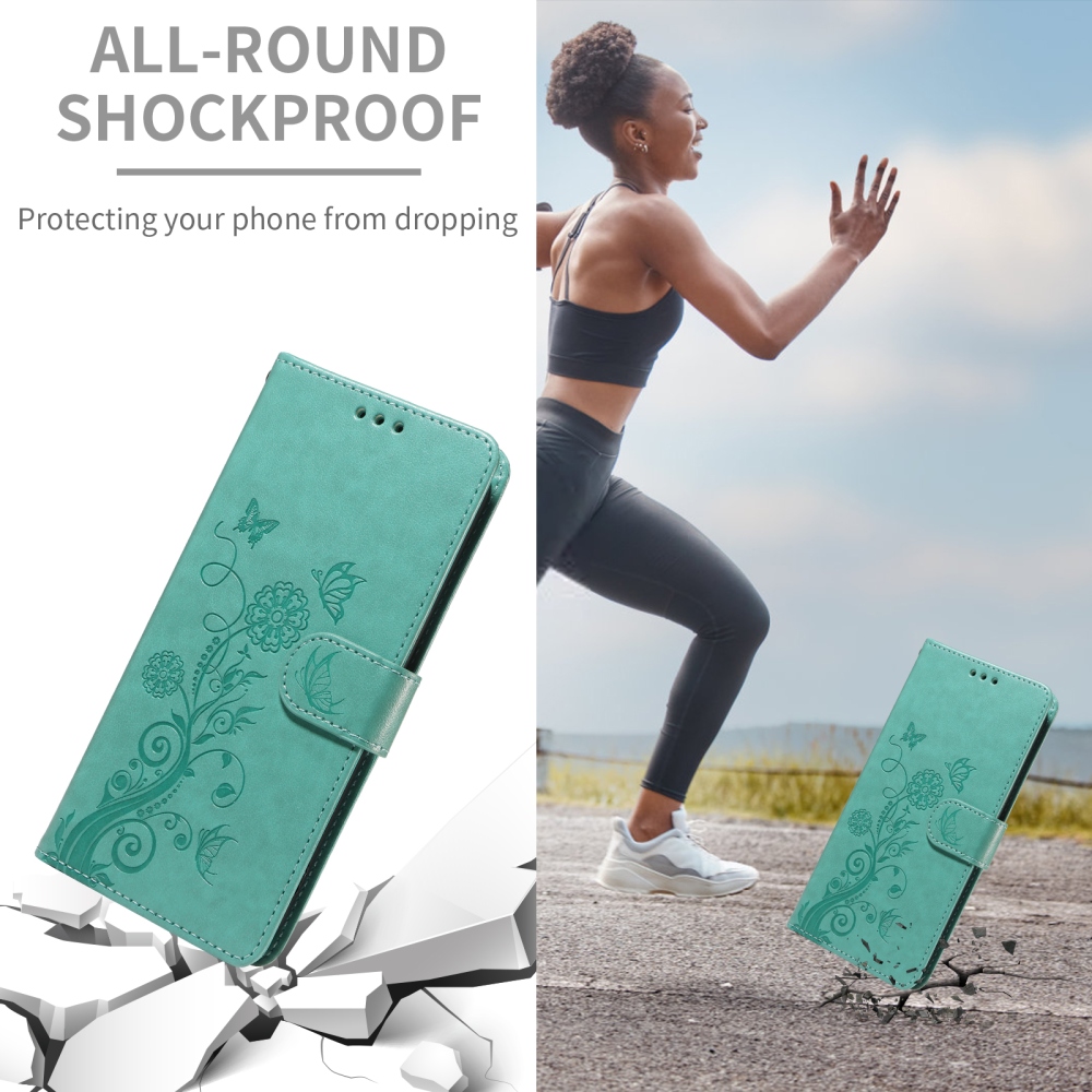 Virágos könyv tok a Xiaomi Redmi Note 15 Pro 4G-hez - teal színű
