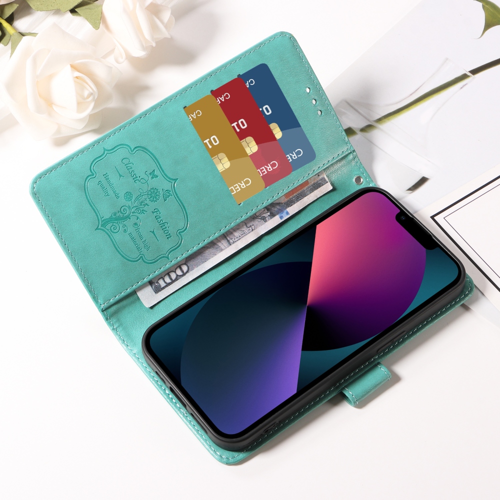 Virágos könyv tok a Xiaomi Redmi Note 15 Pro 4G-hez - teal színű