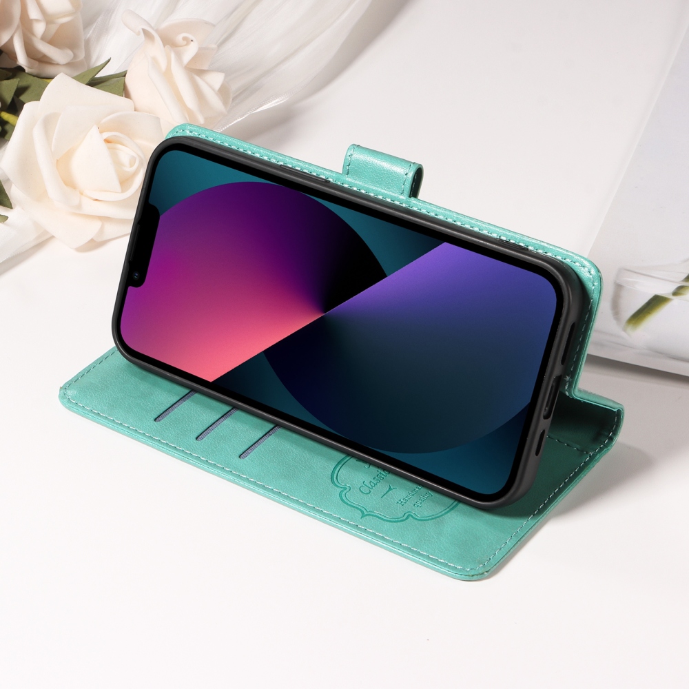 Virágos könyv tok a Xiaomi Redmi Note 15 Pro 4G-hez - teal színű