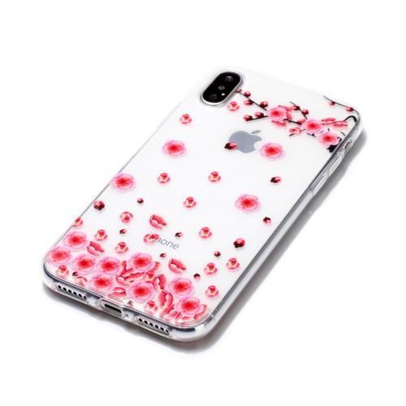 Flowi zselés tok iPhone X készülékhez - rózsaszín virágok