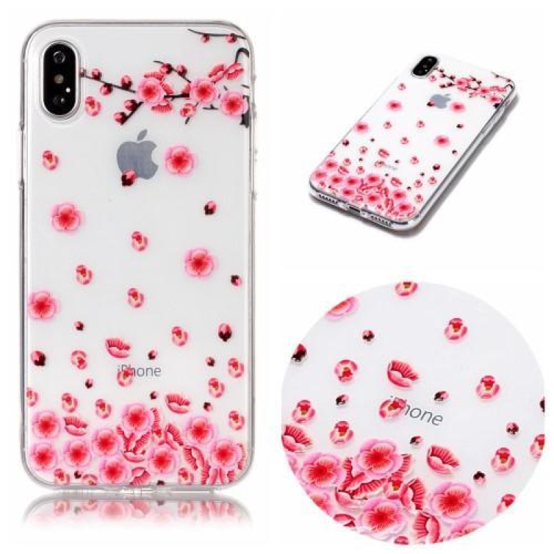 Flowi zselés tok iPhone X készülékhez - rózsaszín virágok