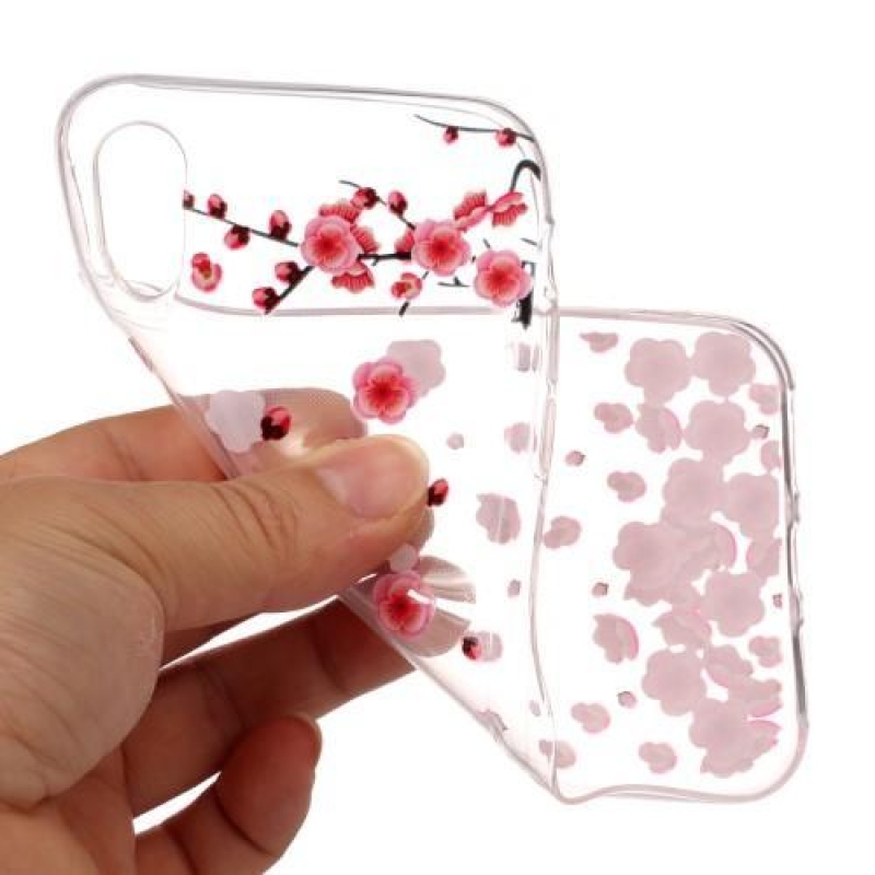 Flowi zselés tok iPhone X készülékhez - rózsaszín virágok
