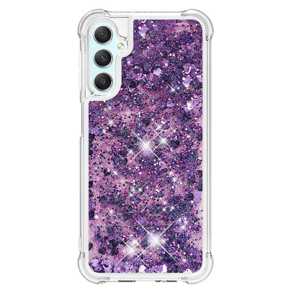 Glitter homokóra zselés tok Samsung Galaxy A24 készülékhez - sötétlila/szív