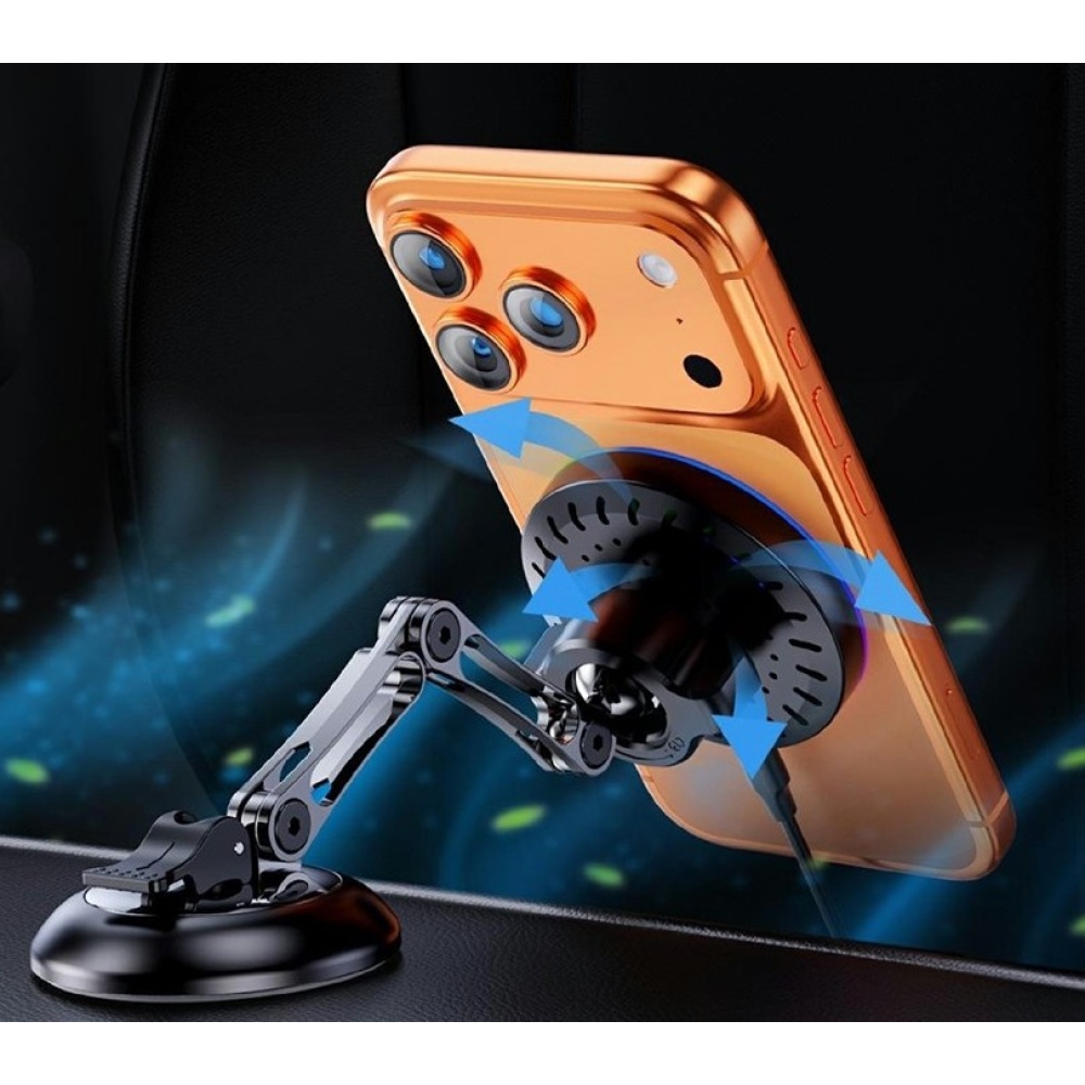 AKD255 mágneses autós tartó 15 W-os vezeték nélküli töltéssel