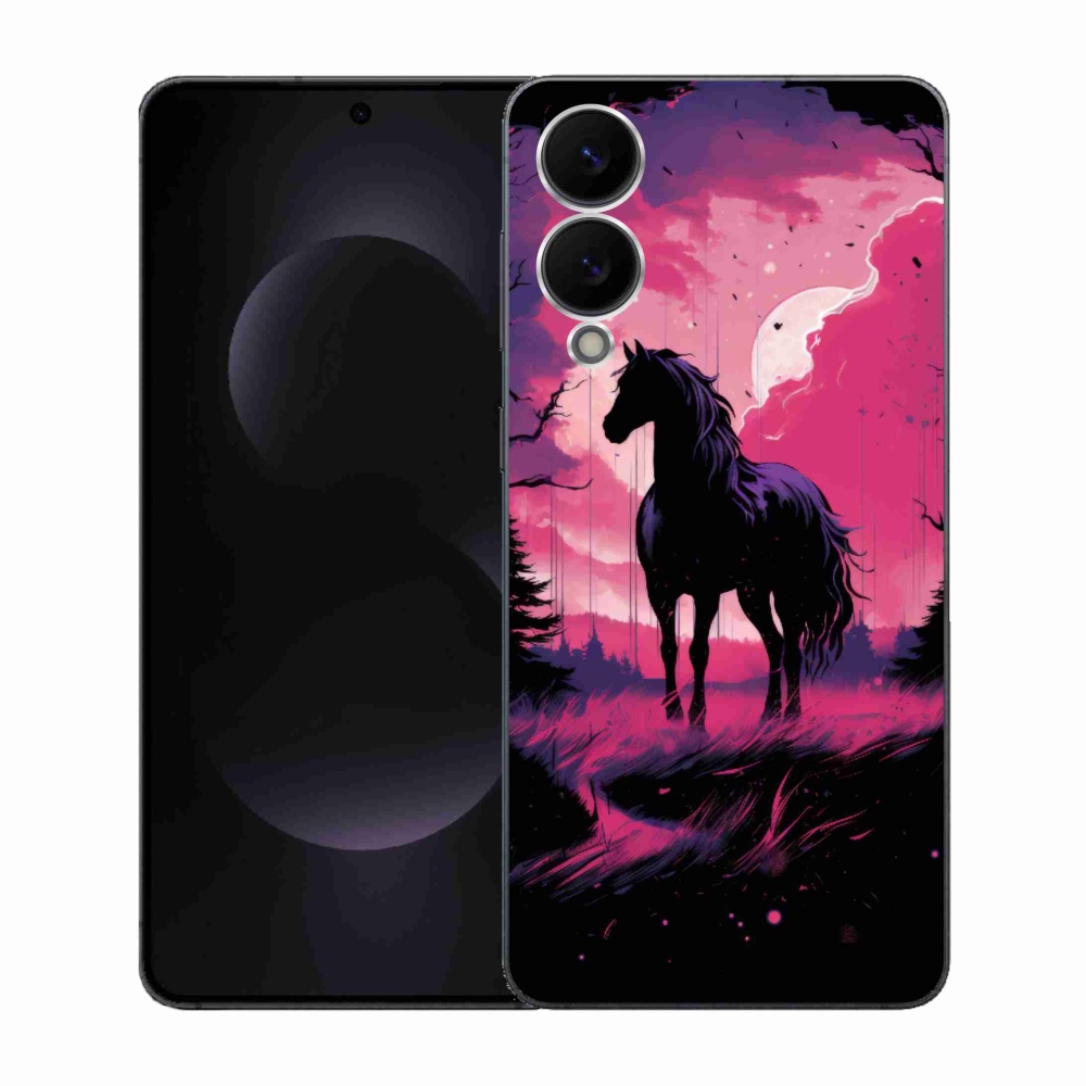 Zselés borítás mmCase Samsung Galaxy S25 Edge - fekete rajzfilm ló 1