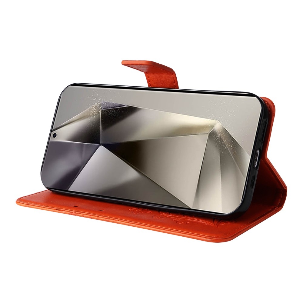 Nagy pillangó könyv tok Samsung Galaxy S25 Ultra készülékhez - narancssárga