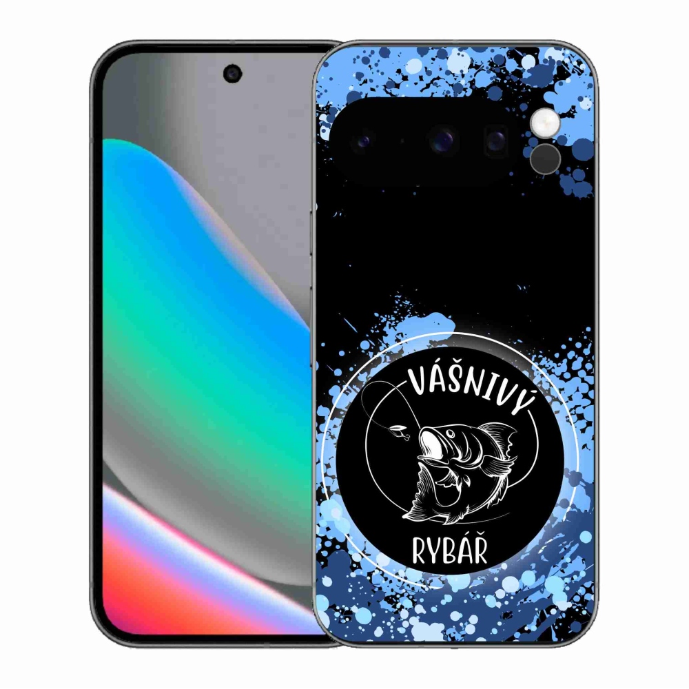 Gél borítás mmCase a Google Pixel 10 Pro számára - szenvedélyes halász fekete háttérrel