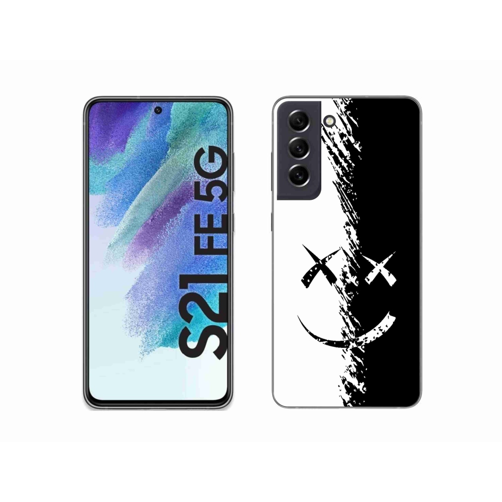 Zselés borítás mmCase Samsung Galaxy S21 FE 5G - fekete-fehér mosolygós borítás