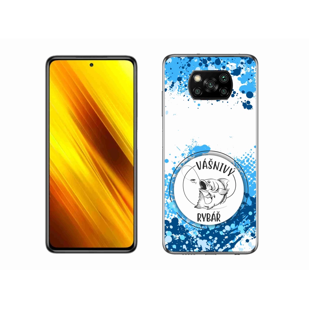 Gél borító mmCase a Xiaomi Poco X3 Pro számára - szenvedélyes halász fehér háttérrel