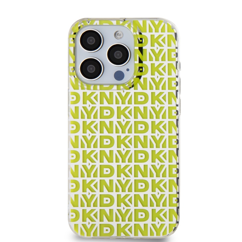 DKNY PC/TPU ismétlődő mintás hátlap iPhone 15 Pro Max készülékhez Sárga