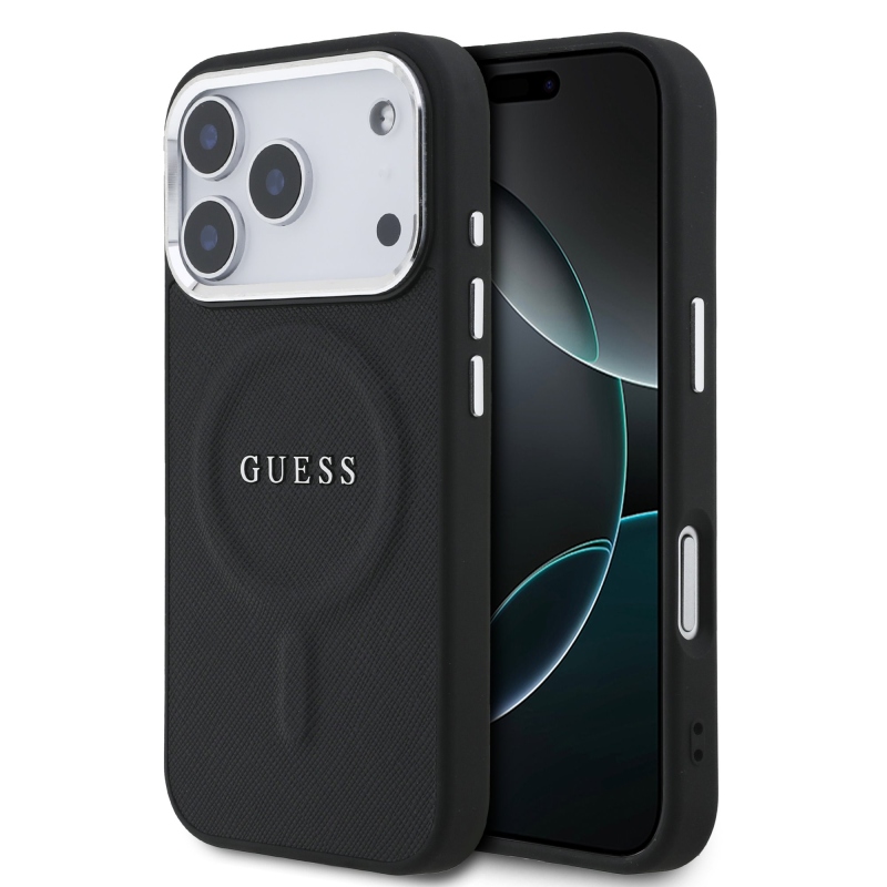 Guess PU Saffiano MagSafe MagSafe hátlap iPhone 17 Pro Fekete