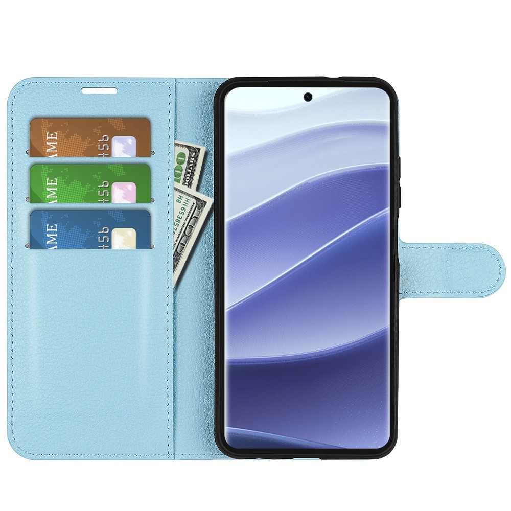 Litchi könyv tok Xiaomi Redmi Note 14 Pro 5G/Poco X7 5G - kék