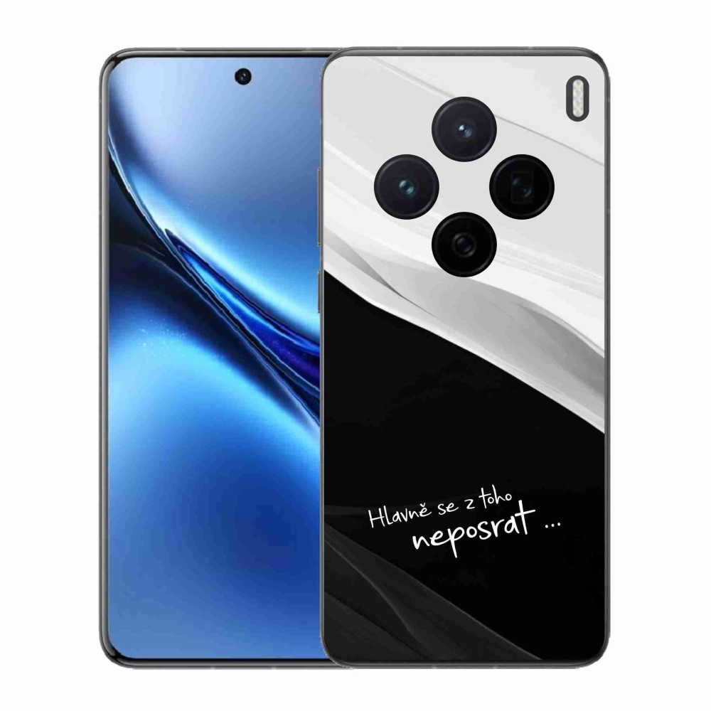 Gél borító mmCase a Vivo X200 5G készülékhez - vicces szöveg 13 fekete és fehér háttérrel