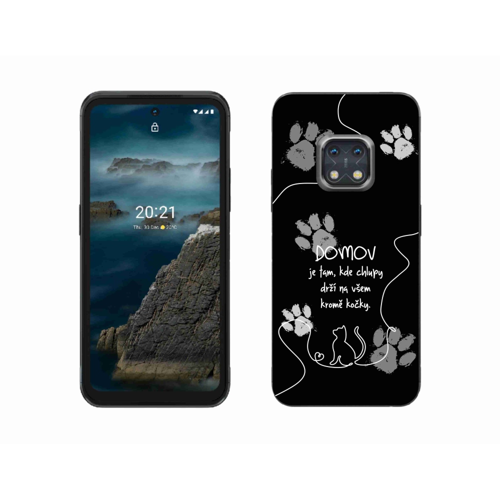 Zselés borítás mmCase a Nokia XR20 készülékhez - macskamotívum fekete háttérrel
