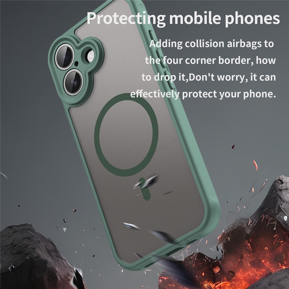 Matta zselés tok MagSafe-zsal iPhone 17 készülékhez - zöld