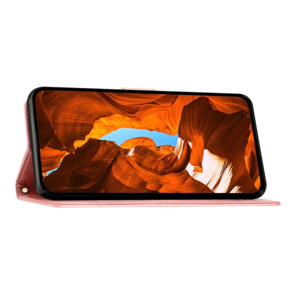 Virágok könyvtáska iPhone 17 Pro készülékhez - rózsaarany