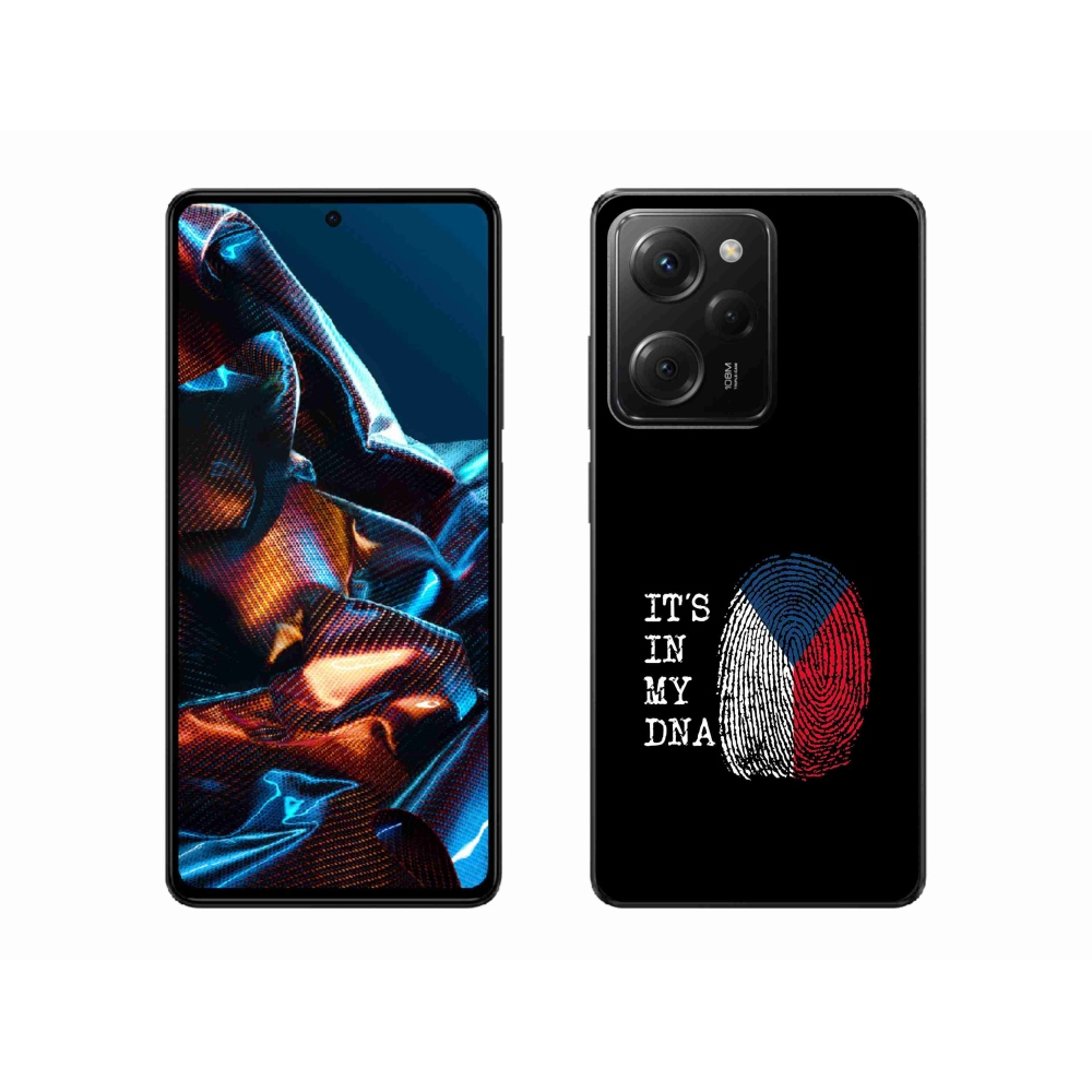 Gél borító mmCase a Xiaomi Poco X5 Pro 5G - zászló ujjlenyomat fekete háttérrel