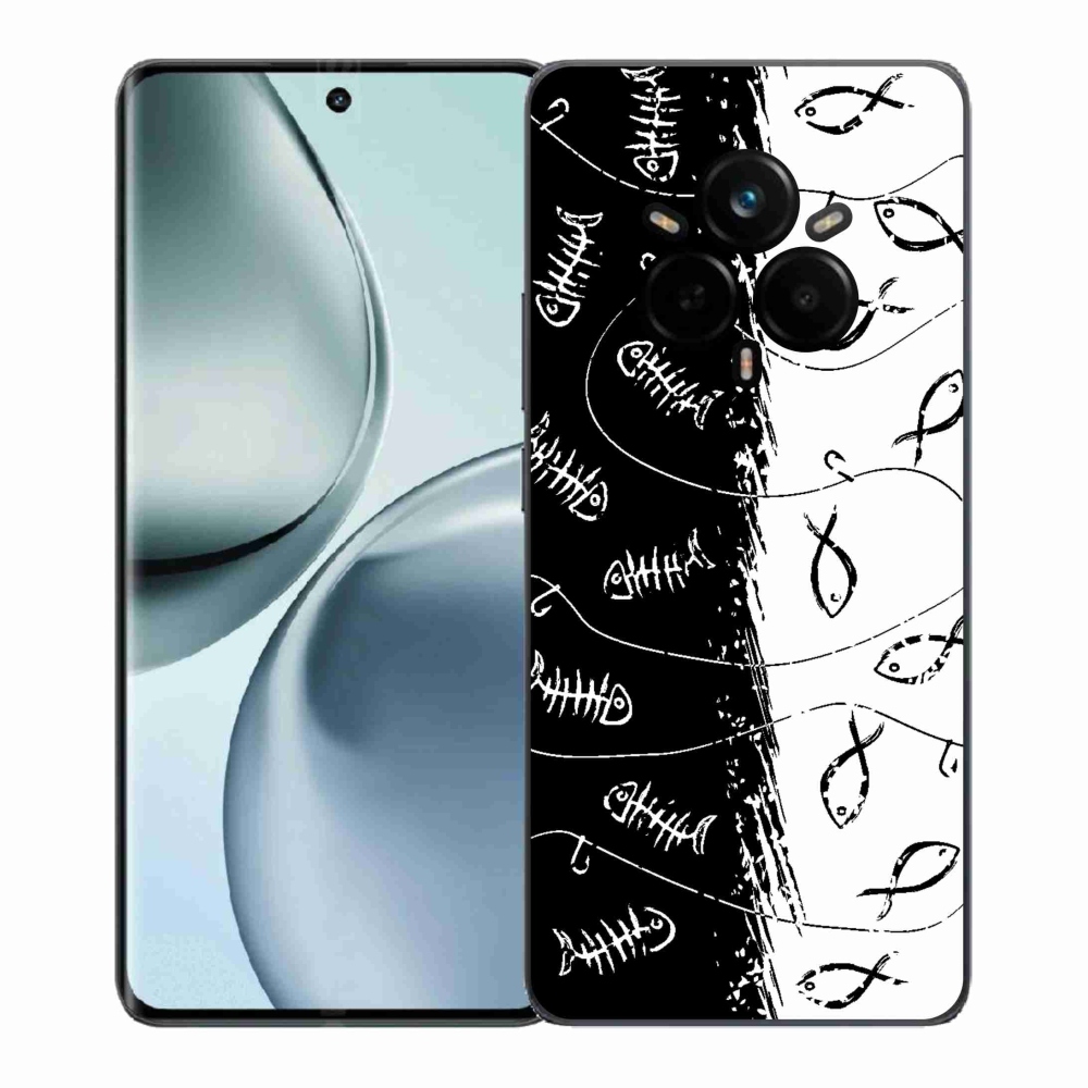 Zselés borítás mmCase a Realme 14 Pro+ 5G számára - csontvázak és halak