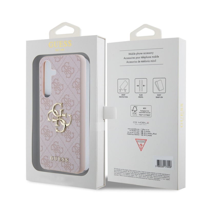 Guess PU 4G fém logós hátlap Samsung Galaxy S24 rózsaszínű borítóhoz