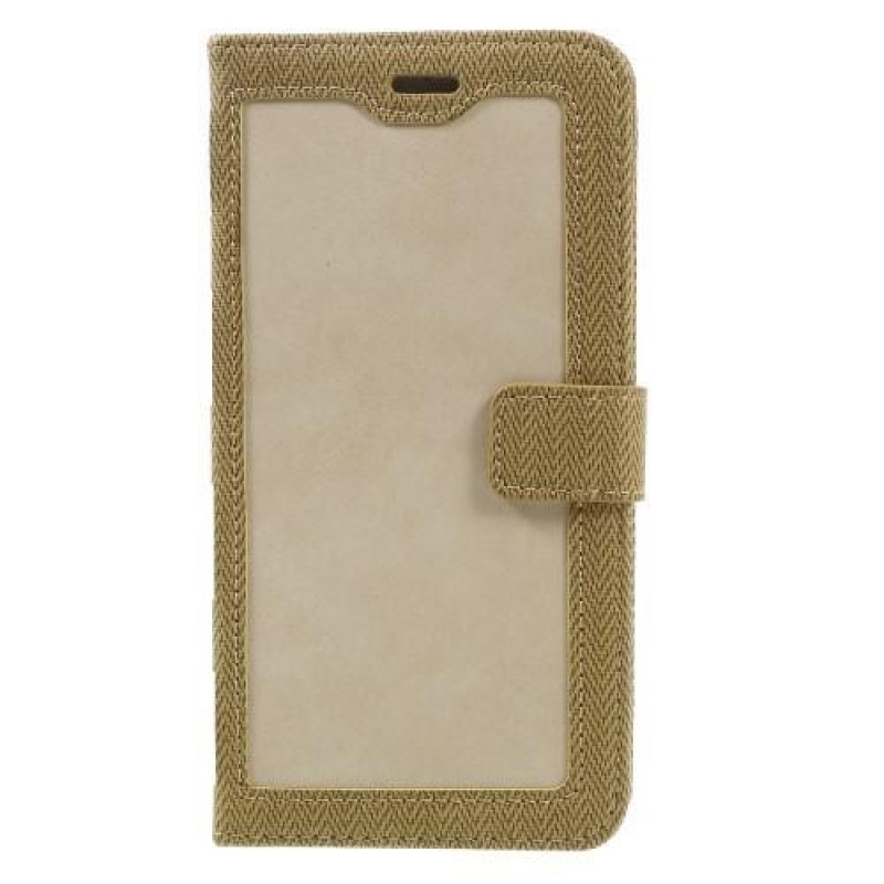 Keret PU bőr elegáns tok iPhone 6 Plus és 6s Plus készülékhez - bézs színben